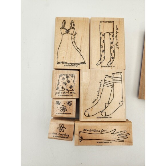 Lot Of 2 Stampin Up wooden stamp Sets Along the Same Lines & Laundry Notes - Picture 2 of 7